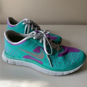 Nike Green and Purple Athletic Shoes